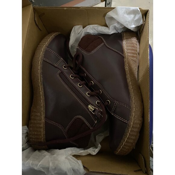 Clarks Womens Collection Caroline Park Leather Boots Wine Combi Size 7M NIB - Picture 6 of 6